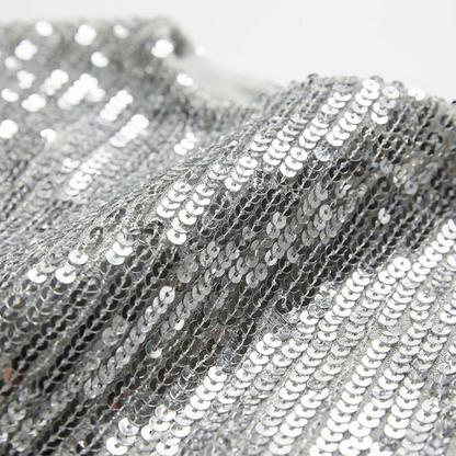 Vestido Mini Mujer Tejido Brillante Hombros Estructurados Fiesta