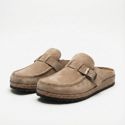 Zuecos Mule Mujer Hebilla Ajustable Costuras Decorativas Retro