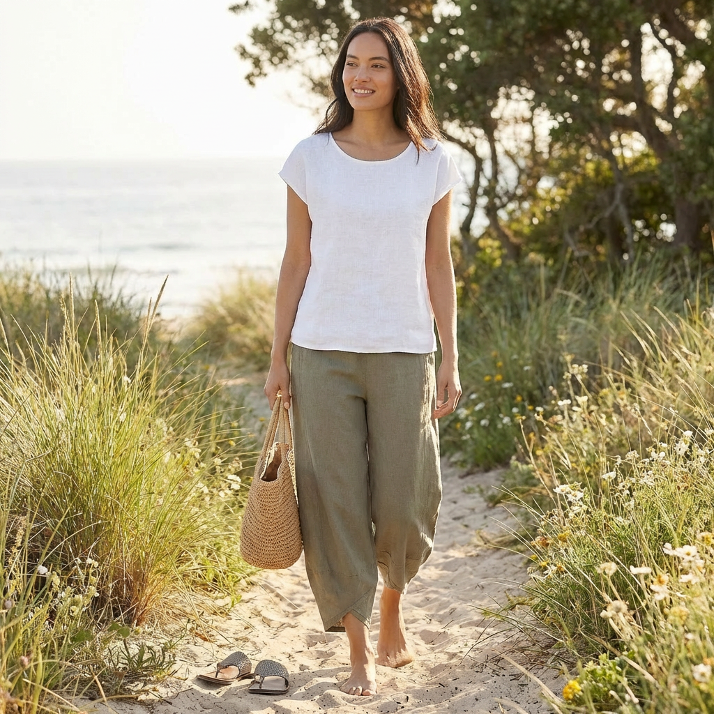 Pantalón Culotte Mujer Corte Holgado Bajo Asimétrico Casual