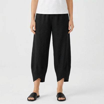 Pantalón Culotte Mujer Corte Holgado Bajo Asimétrico Casual