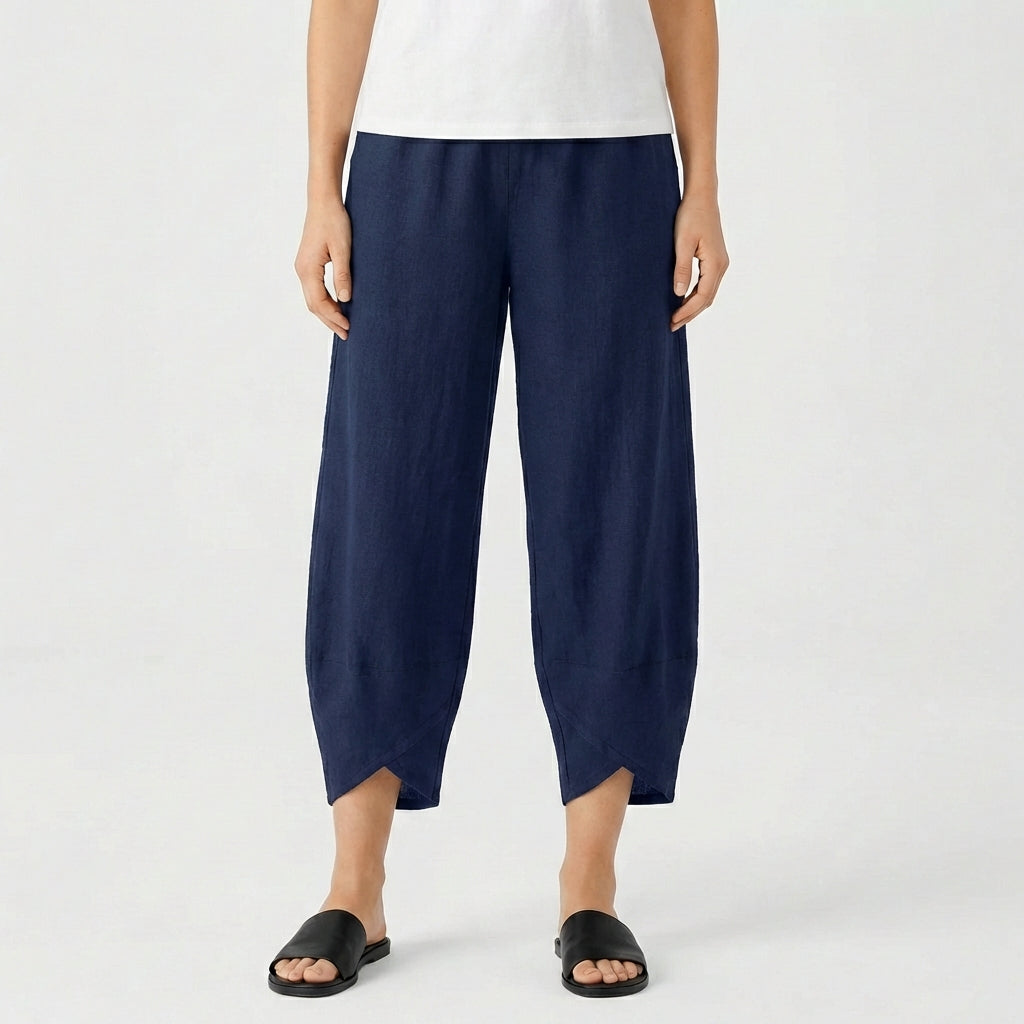 Pantalón Culotte Mujer Corte Holgado Bajo Asimétrico Casual