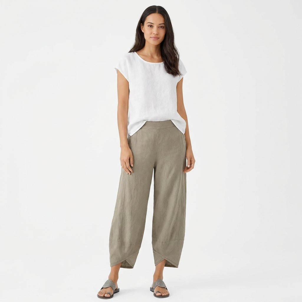 Pantalón Culotte Mujer Corte Holgado Bajo Asimétrico Casual - Mavetta