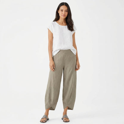 Pantalón Culotte Mujer Corte Holgado Bajo Asimétrico Casual - Mavetta