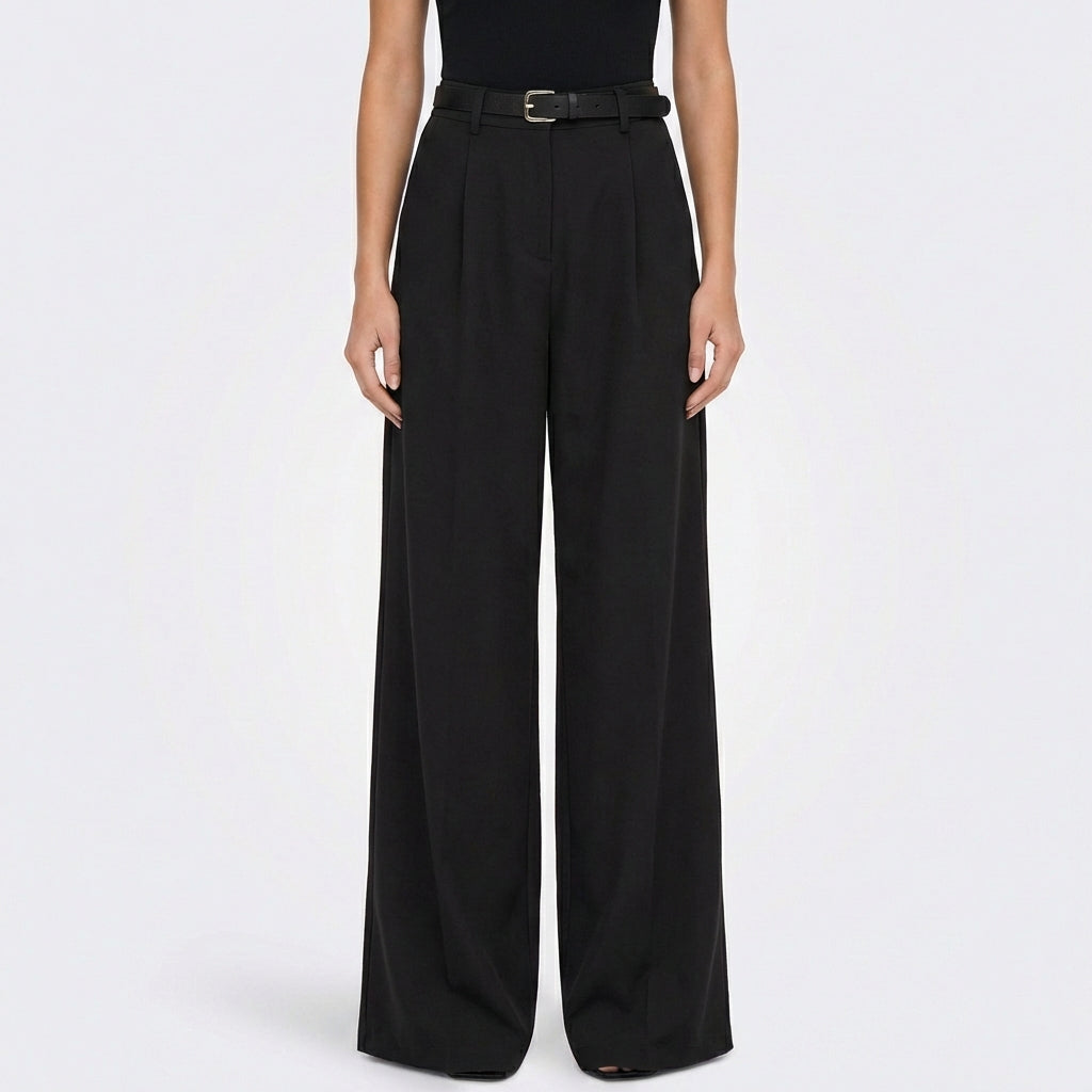Pantalón Vestir Mujer Talle Alto Pernera Ancha Elegante