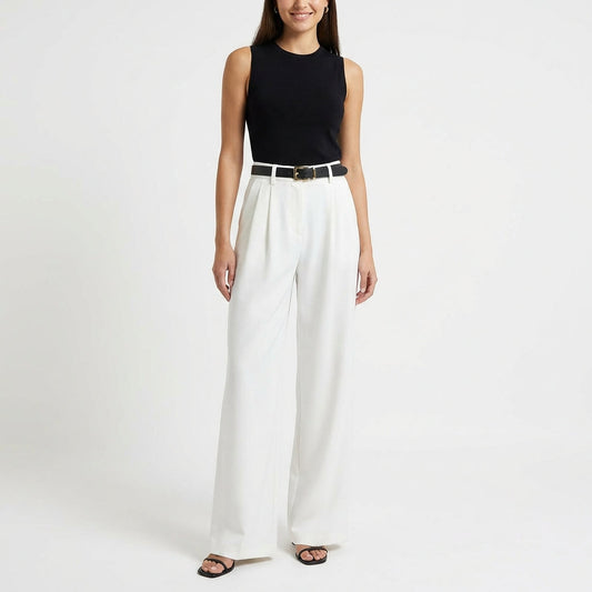 Pantalón Vestir Mujer Talle Alto Pernera Ancha Elegante - Mavetta