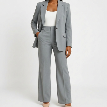 Traje Dos Piezas Mujer Pantalón Pernera Ancha Blazer Elegante