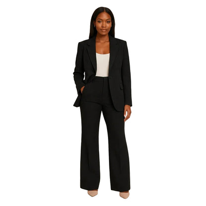 Traje Dos Piezas Mujer Pantalón Pernera Ancha Blazer Elegante - Mavetta