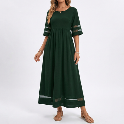 Vestido Largo Mujer con Detalle de Malla Ajuste Elegante