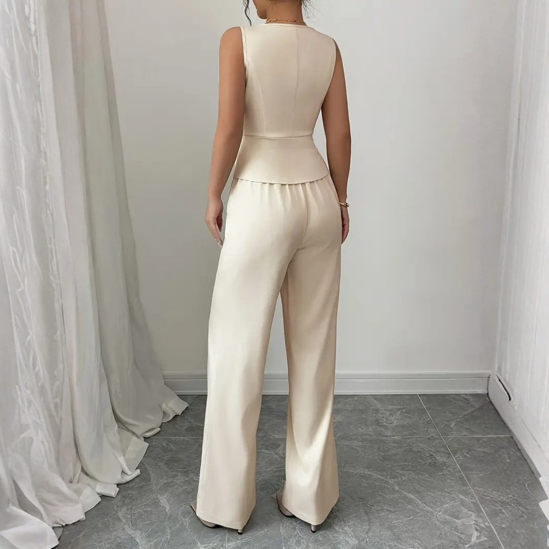 Conjunto Mujer Pierna Ancha Sin Mangas Primavera