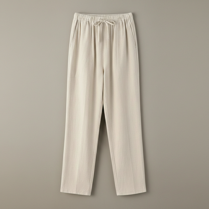 Pantalones Lino Hombre Corte Recto Cintura Elástica - Mavetta