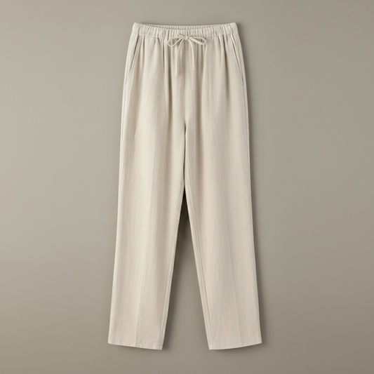 Pantalones Lino Hombre Corte Recto Cintura Elástica - Mavetta