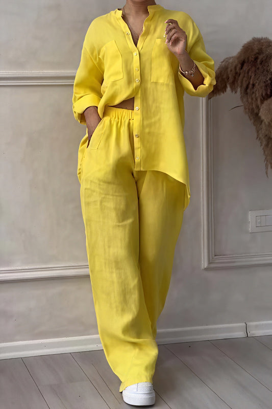Conjunto Mujer Camisa y Pantalones Anchos Comodos - Mavetta