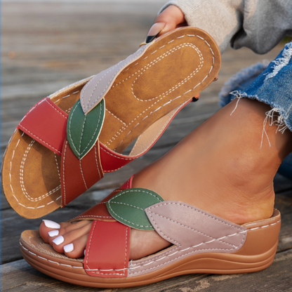 Sandalias Mujer Confortables Detalle de Hojas