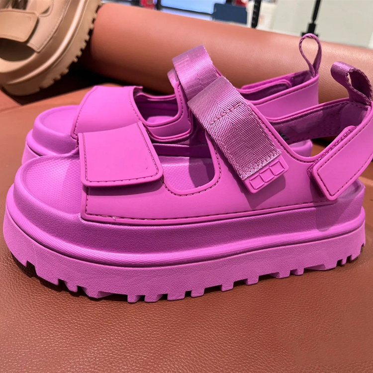 Sandalias Mujer con Tira Ancha y Cierre de Velcro