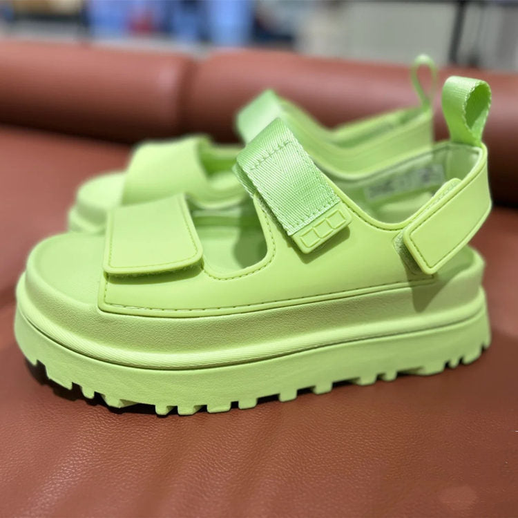 Sandalias Mujer con Tira Ancha y Cierre de Velcro