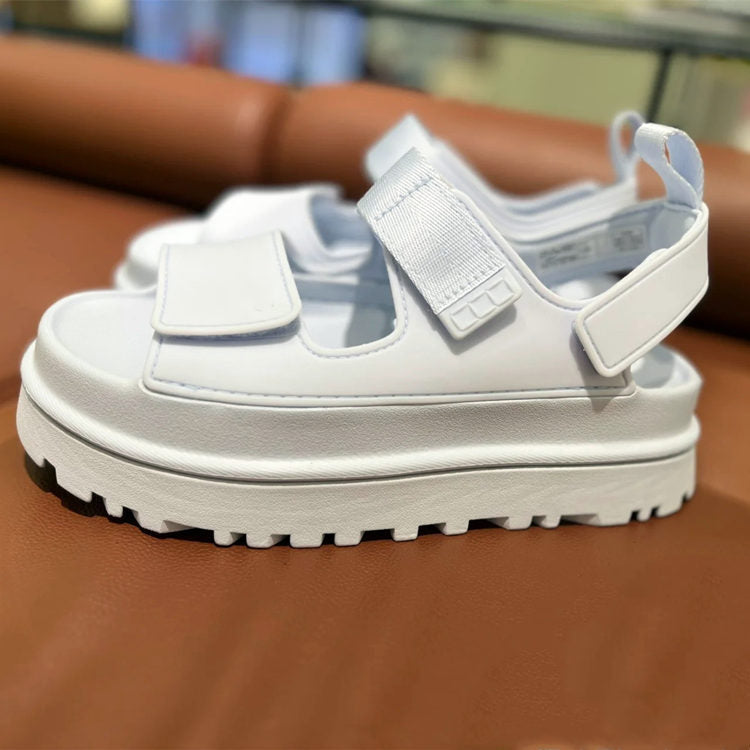 Sandalias Mujer con Tira Ancha y Cierre de Velcro