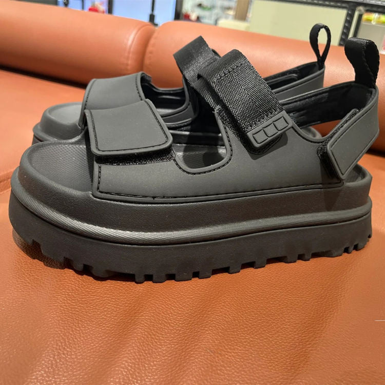 Sandalias Mujer con Tira Ancha y Cierre de Velcro