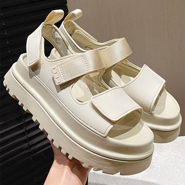 Sandalias Mujer con Tira Ancha y Cierre de Velcro