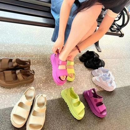 Sandalias Mujer con Tira Ancha y Cierre de Velcro