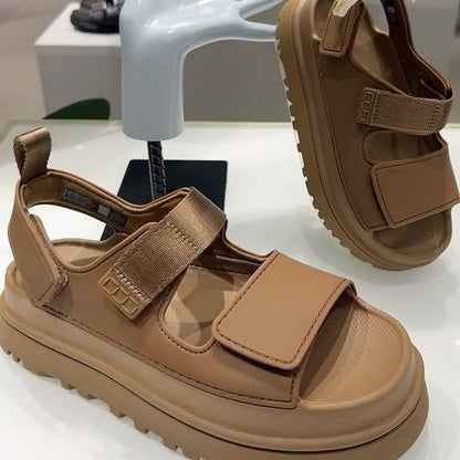 Sandalias Mujer con Tira Ancha y Cierre de Velcro