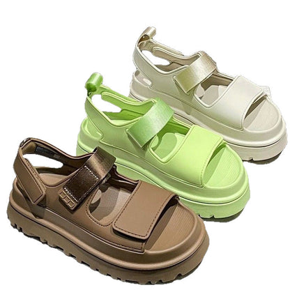 Sandalias Mujer con Tira Ancha y Cierre de Velcro