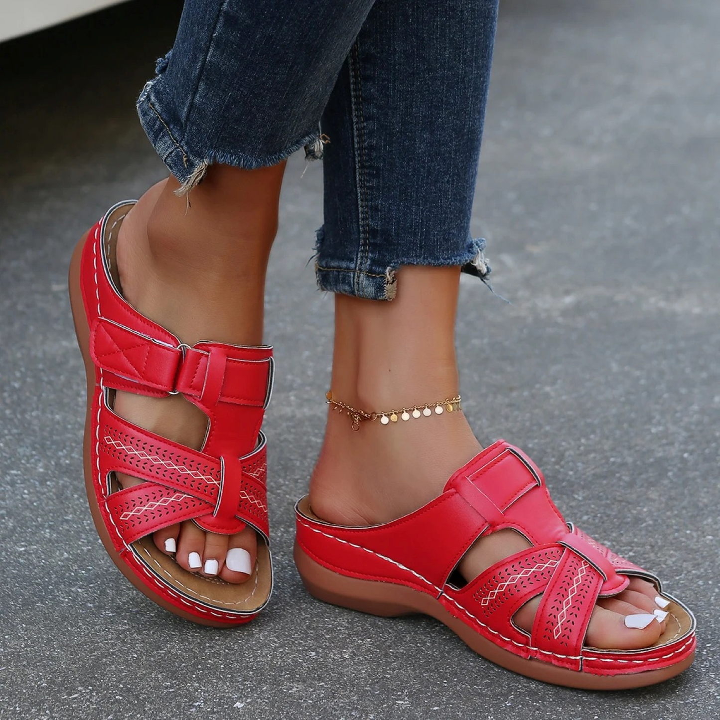 Sandalias Mujer de Piel Puntera Abierta