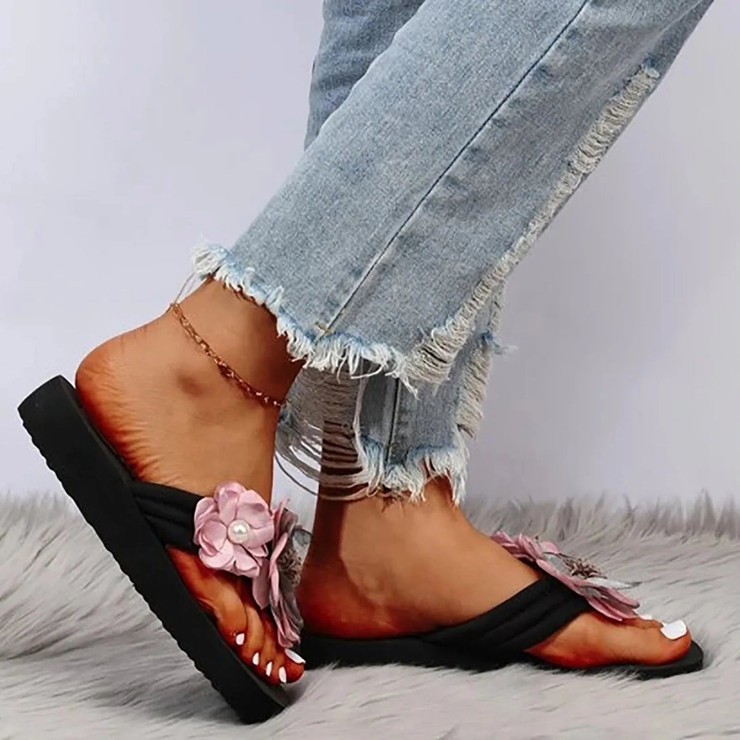 Sandalias Mujer Diseño Floral Verano Ajuste Cómodo