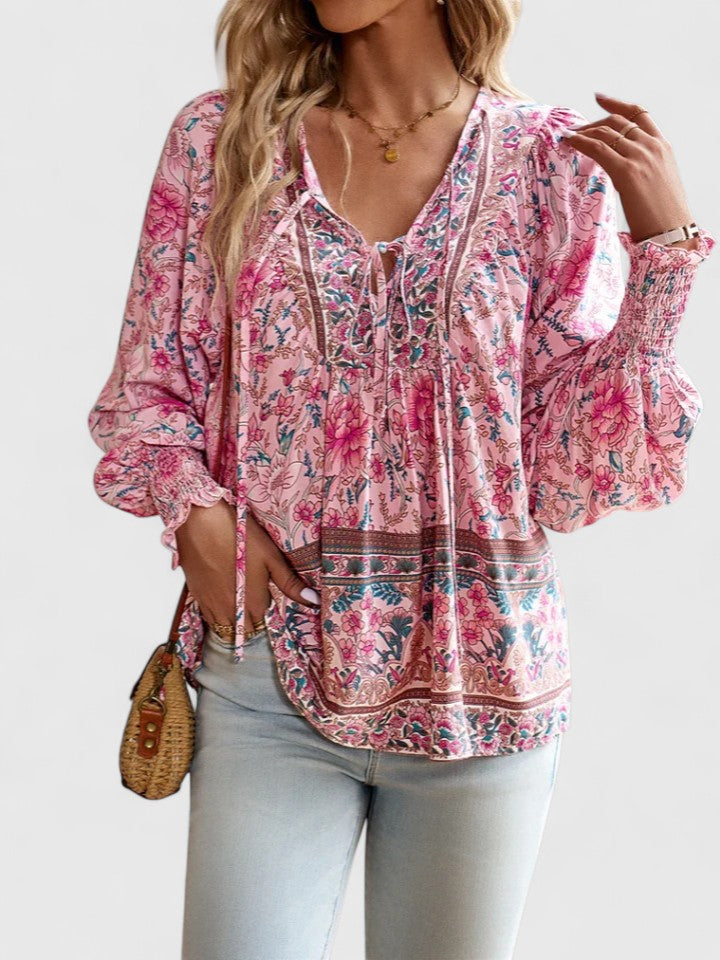 Mujer Estampado Floral Manga Larga Campesino - Mavetta