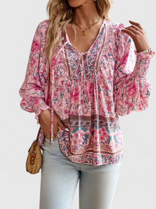 Mujer Estampado Floral Manga Larga Campesino - Mavetta