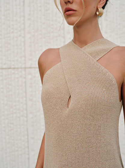Halter Mujer Tejido Transpirable Cruzado Verano