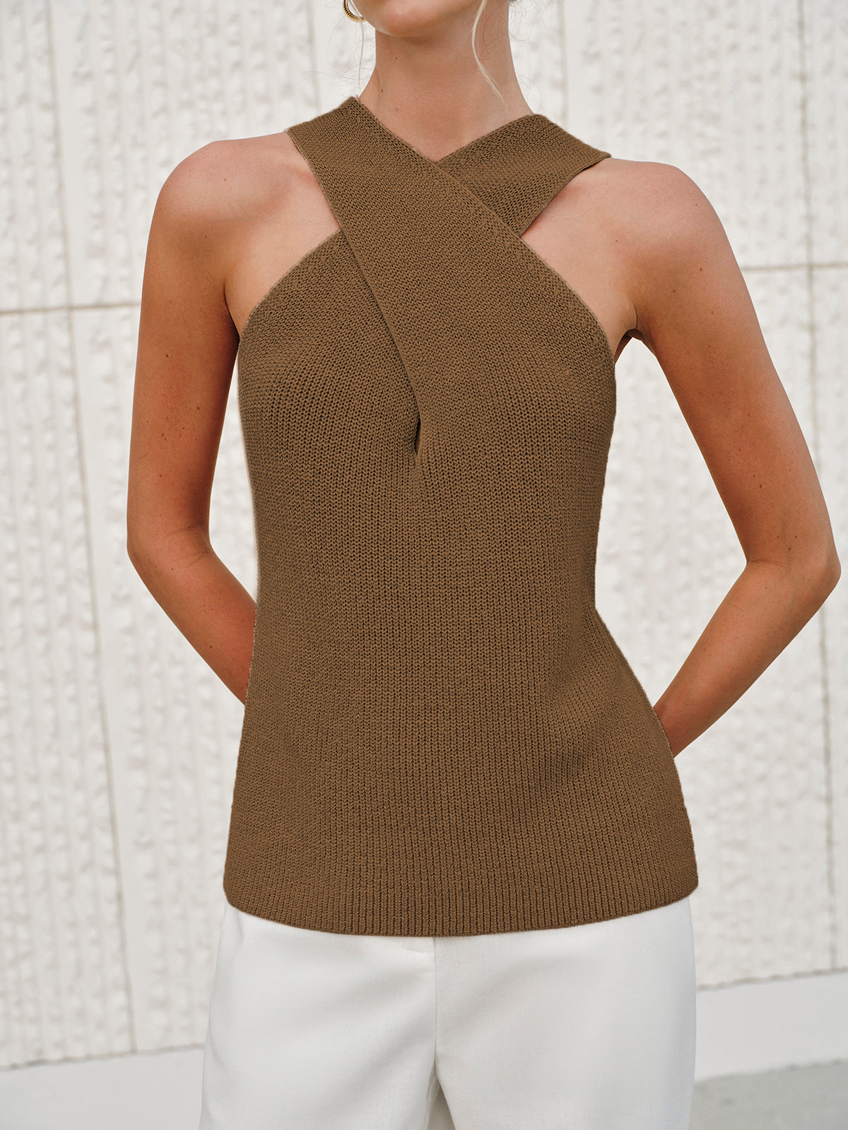 Halter Mujer Tejido Transpirable Cruzado Verano