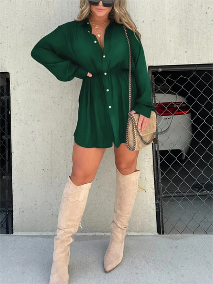 Vestido Camisero Mujer de Manga Larga Ajuste Elegante