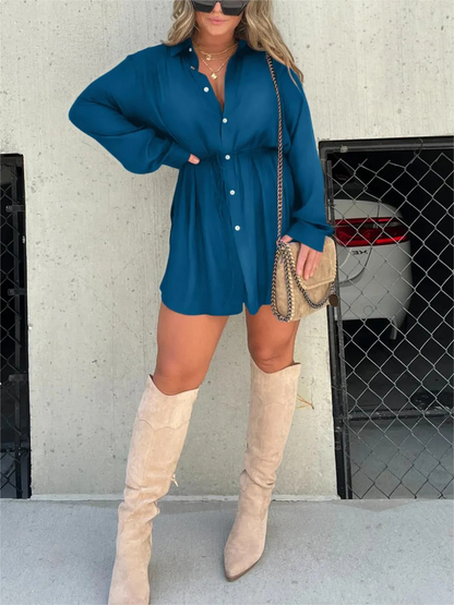 Vestido Camisero Mujer de Manga Larga Ajuste Elegante