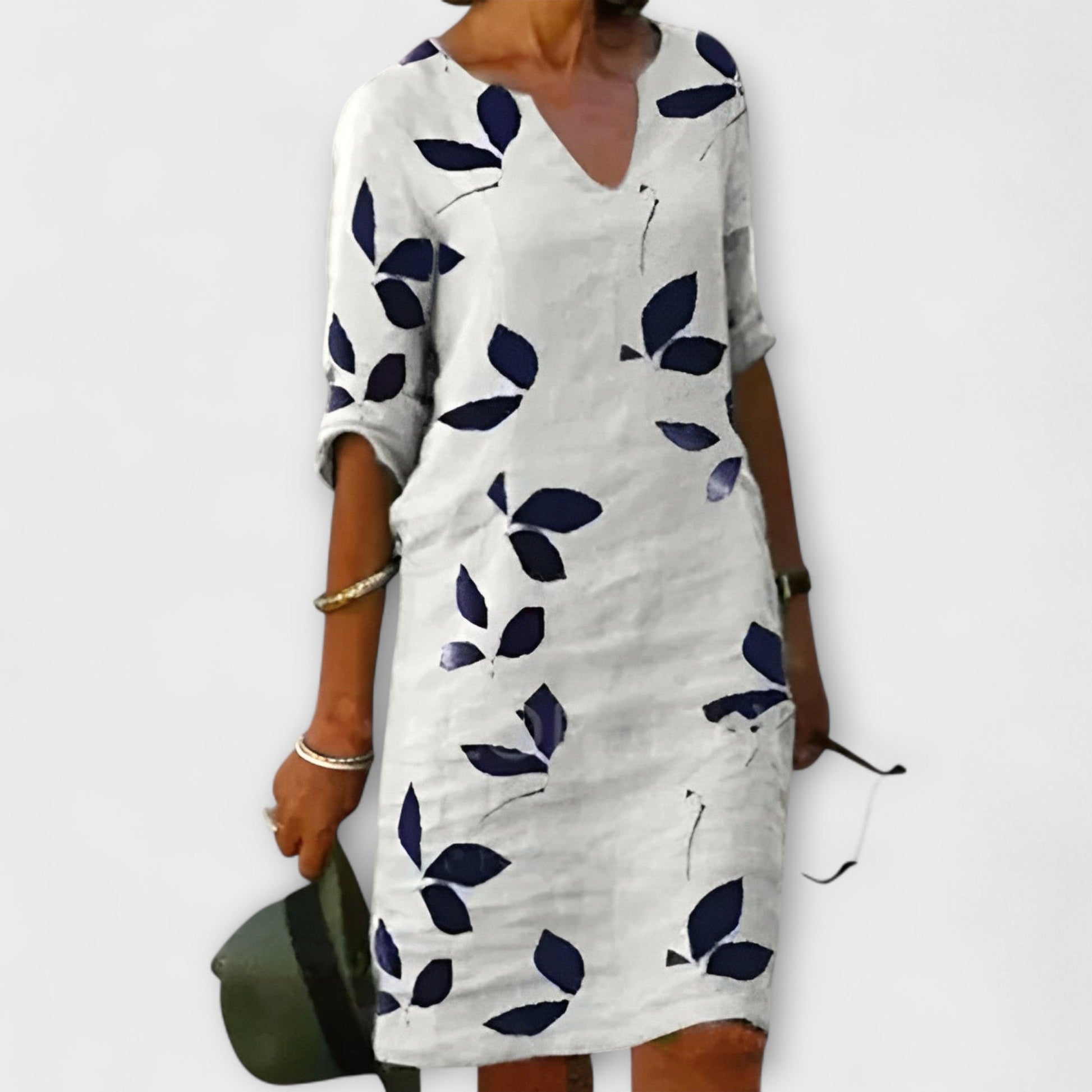 Vestido Mujer Estampado Hoja Ajuste Elegante - Mavetta