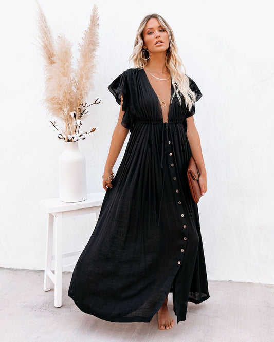 Vestido Largo Mujer Bohemio Verano Botones - Mavetta