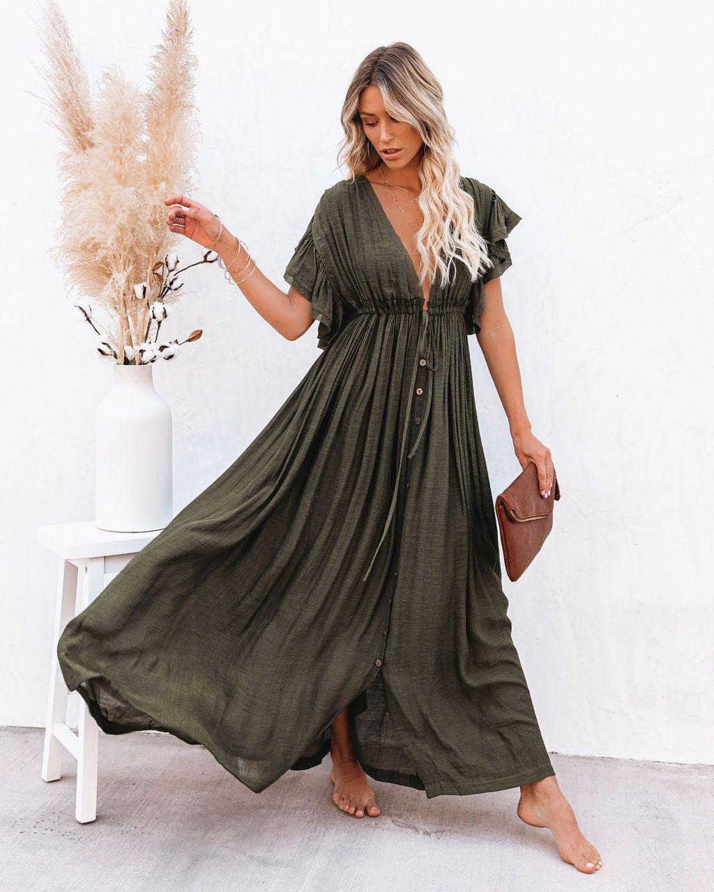 Lucía | Vestido Largo Bohemio de Verano con Botones para Mujer 2