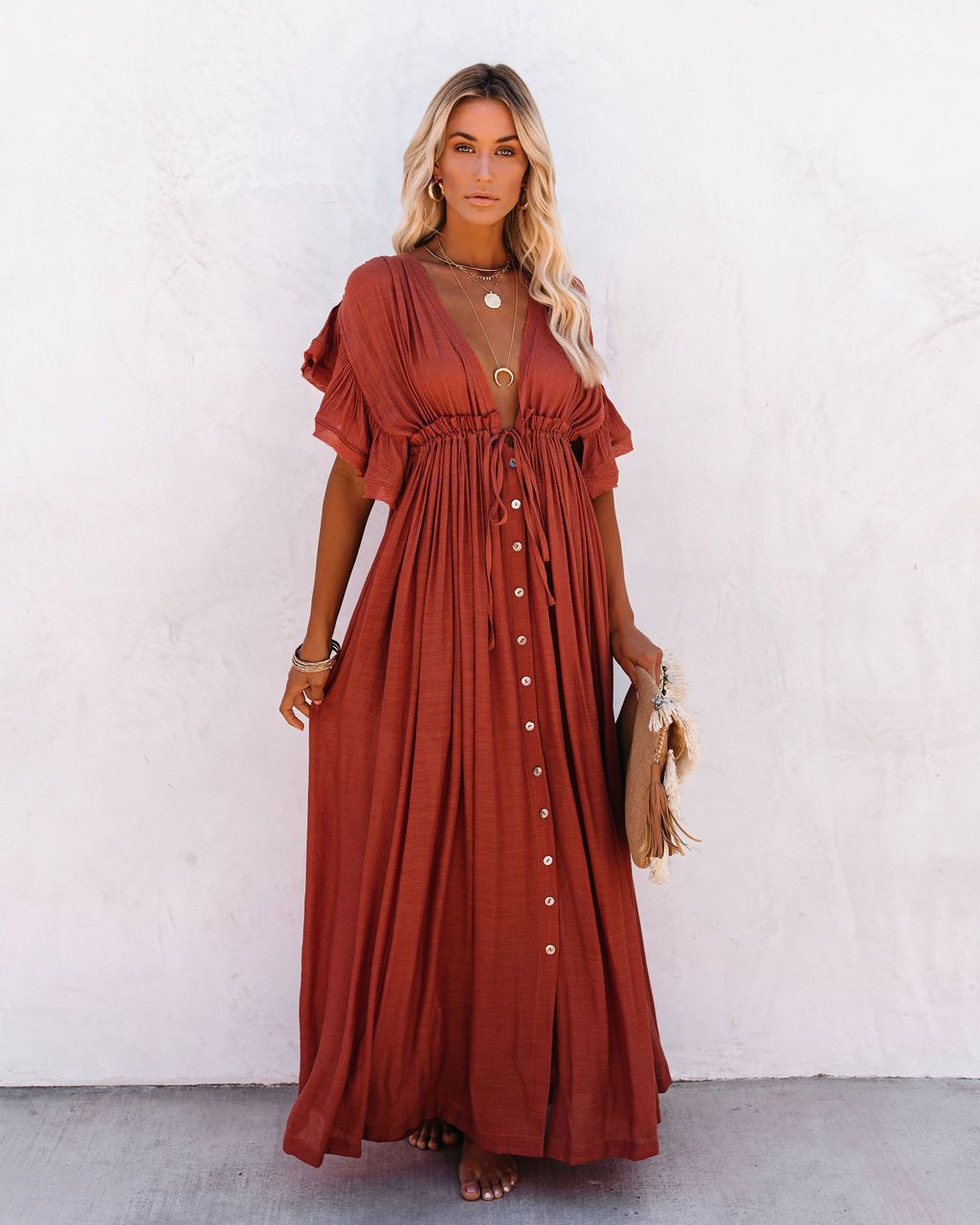 Lucía | Vestido Largo Bohemio de Verano con Botones para Mujer 3