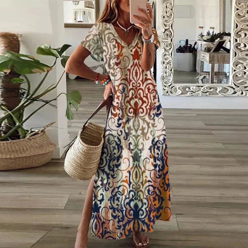 Vestido Largo Mujer Estilo Bohemio Tejido Ligero Verano - Mavetta