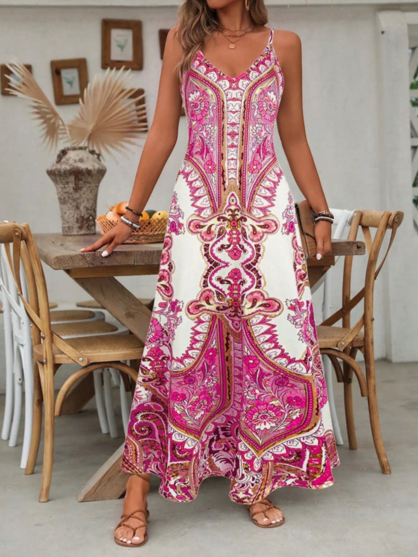 Lucía | Vestido Largo Boho con Estampado de Cachemira para Mujer, Ideal para Verano 1