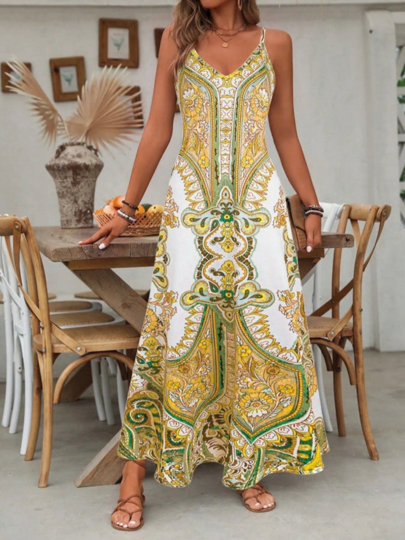 Lucía | Vestido Largo Boho con Estampado de Cachemira para Mujer, Ideal para Verano 3