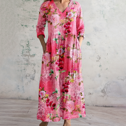 Vestido Largo Mujer Estampado Floral Corte Elegante - Mavetta