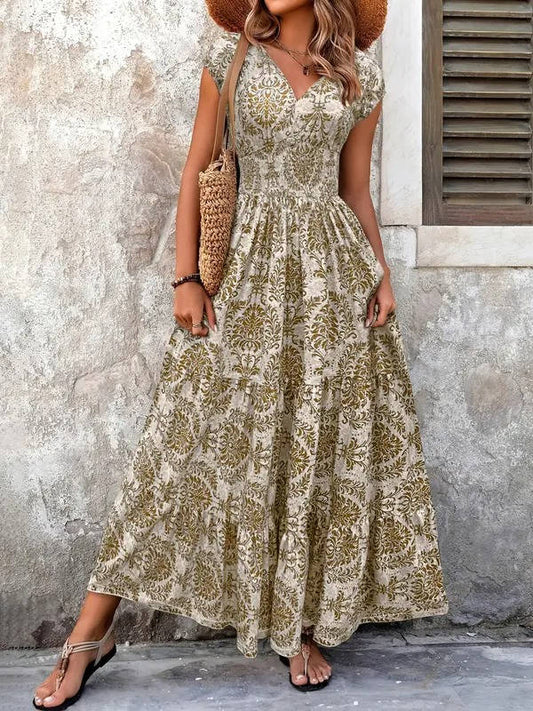 Vestido Largo Mujer Sin Mangas Estampado Bohemio - Mavetta