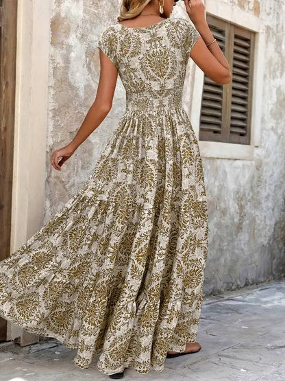 Vestido Largo Mujer Sin Mangas Estampado Bohemio