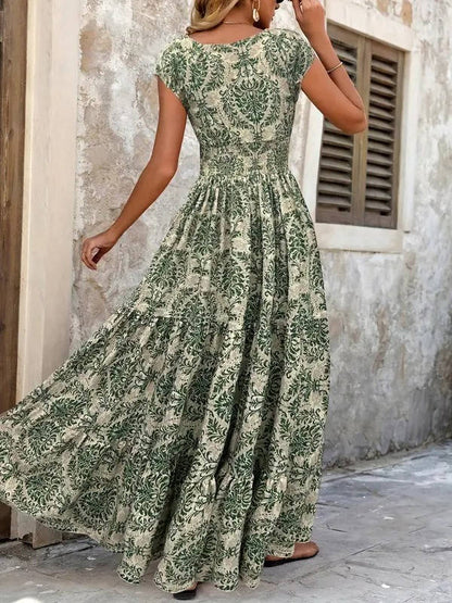 Vestido Largo Mujer Sin Mangas Estampado Bohemio