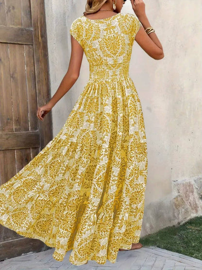 Vestido Largo Mujer Sin Mangas Estampado Bohemio
