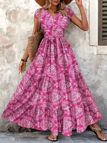 Vestido Largo Mujer Sin Mangas Estampado Bohemio