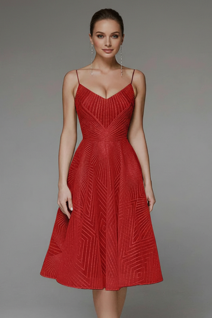 Vestido Midi Mujer Acampanado Corte Elegante