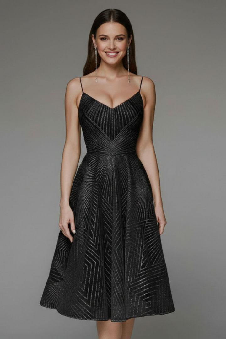 Vestido Midi Mujer Acampanado Corte Elegante