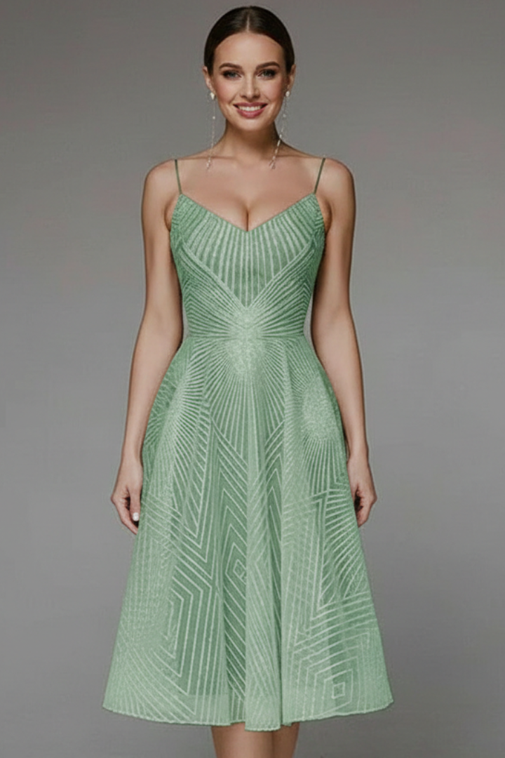 Vestido Midi Mujer Acampanado Corte Elegante