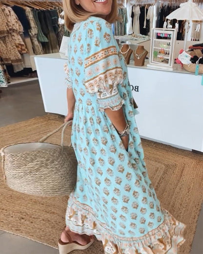 Lucía | Vestido Midi Bohemio con Lazo y Borlas para Mujer 1